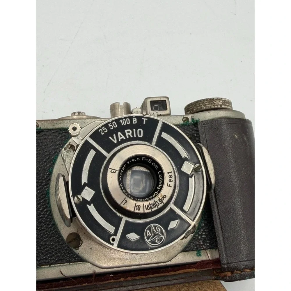 Wirgin Edinex 35mm Viewfinder Camera Ludwig Victar 4.5/5cm Vario Shutter w/ Case
